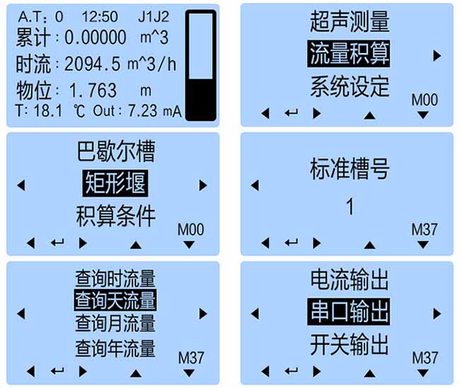 明渠超聲波流量計(jì)儀表顯示圖