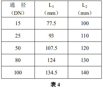 液氯流量計(jì)安裝尺寸對(duì)照表二