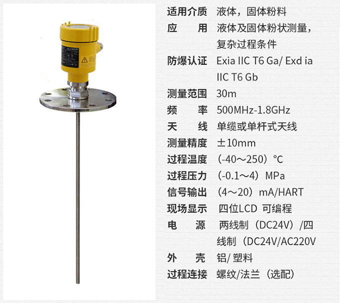 喇叭口雷達液位計RD710技術(shù)參數(shù)表圖