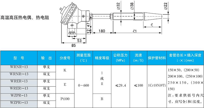 法蘭式熱電偶高溫高壓規(guī)格表